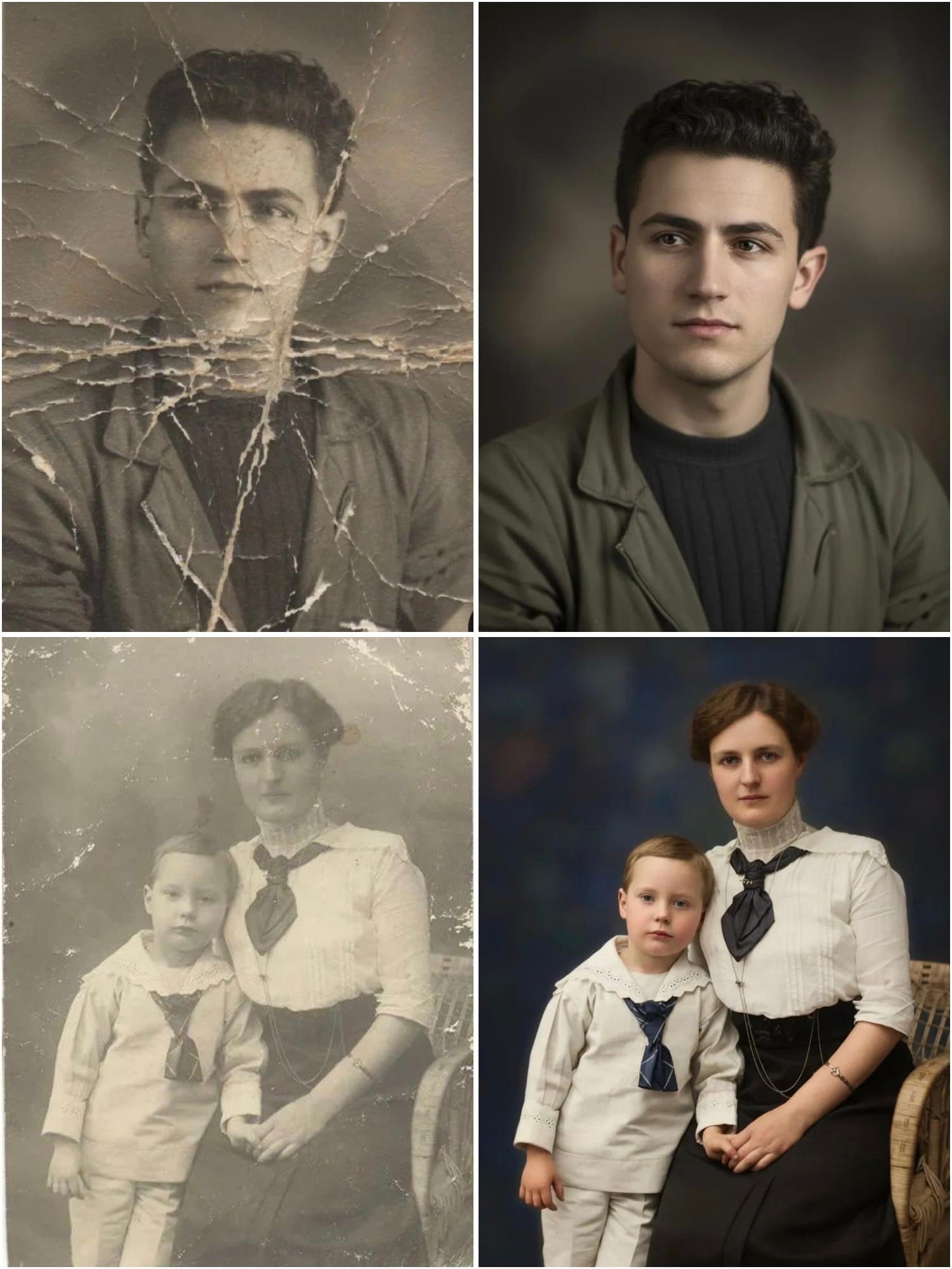  Ultra-realistic recreation of an old vintage photo, keeping the same original face (99% likeness, no alteration).