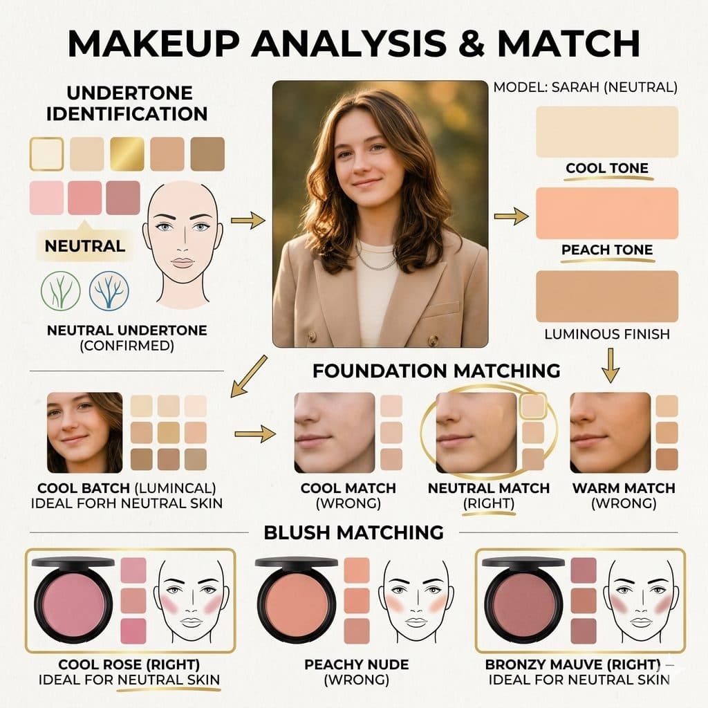 Makeup Undertone Analysis Prompt – Foundation & Blush Color Match Graphic created with Gemini