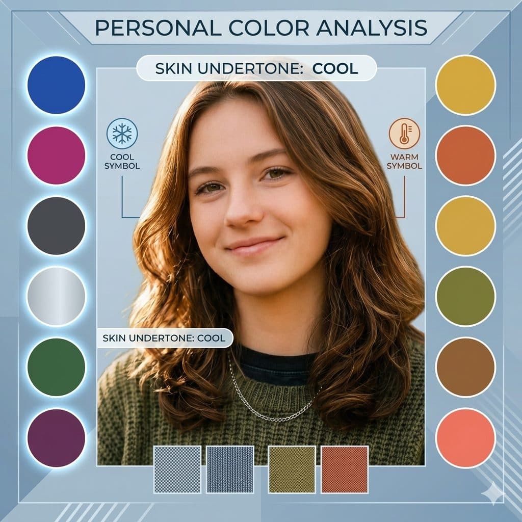 Skin Undertone Color Analysis Prompt – Portrait Swatch & Glow Infographic Design created with Gemini