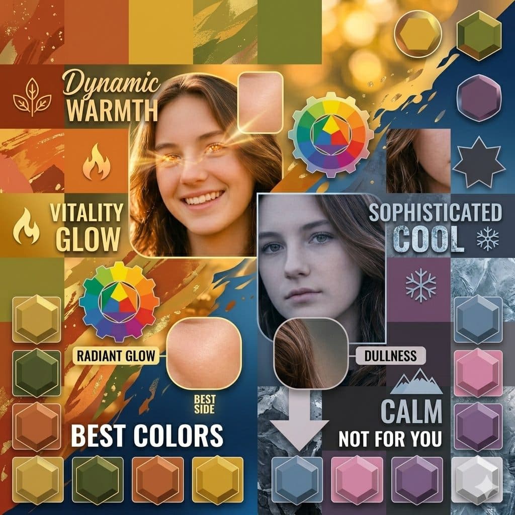 Best vs Worst Color Analysis Prompt – Personal Portrait Clothing Comparison Graphic created with Gemini