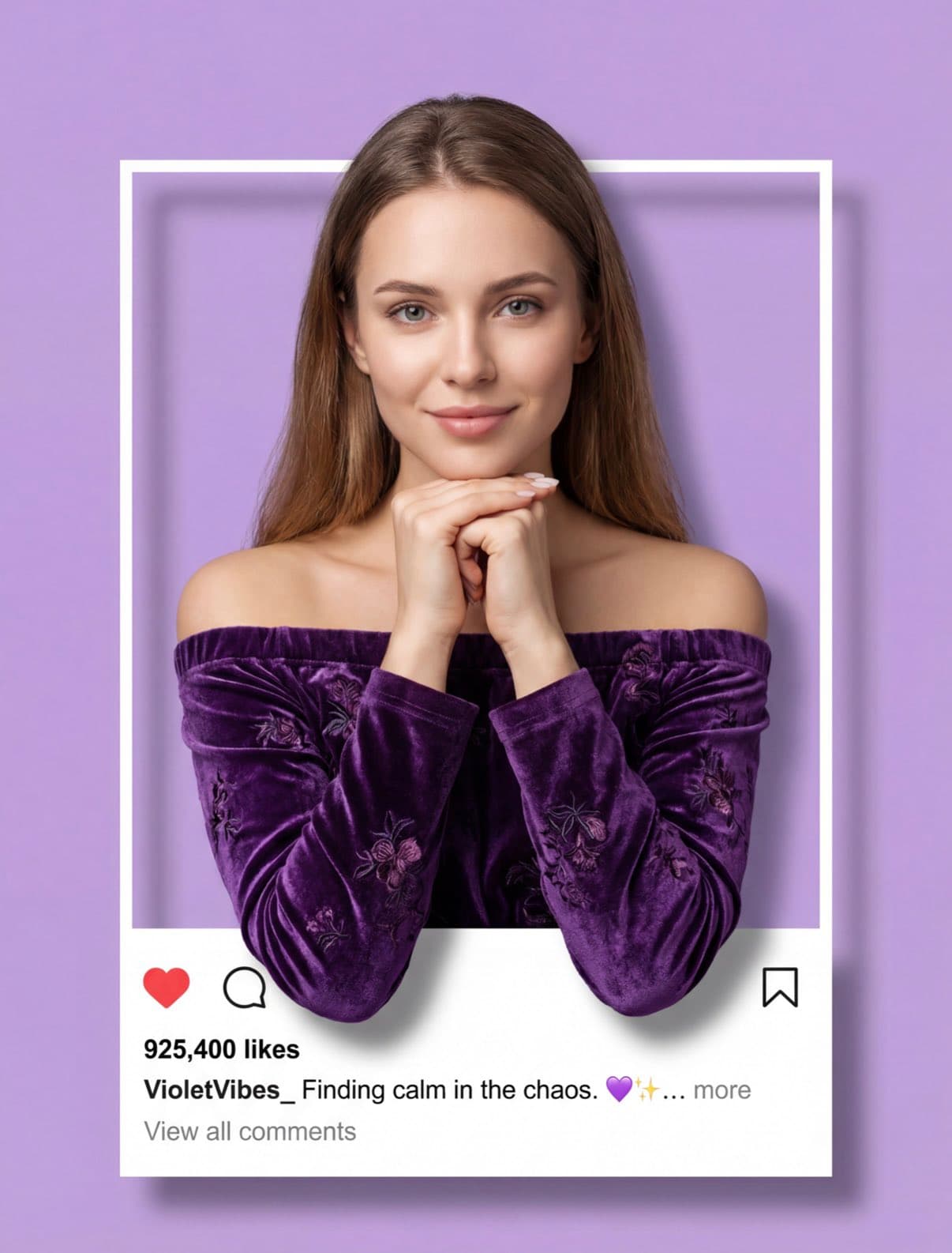 A photorealistic fashion upper body shot Instagram Post created with Gemini