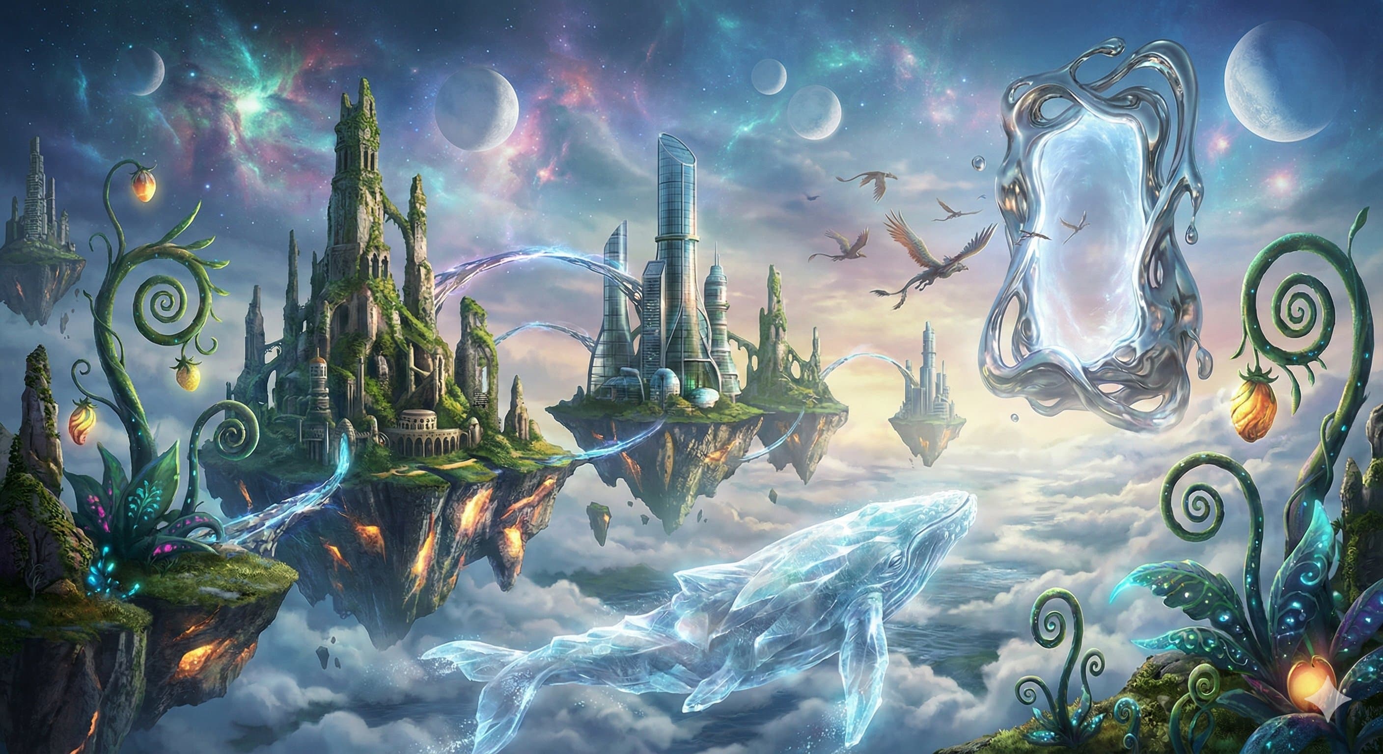 A wide-angle landscape photograph based on image, showing the detailed fantasy world.