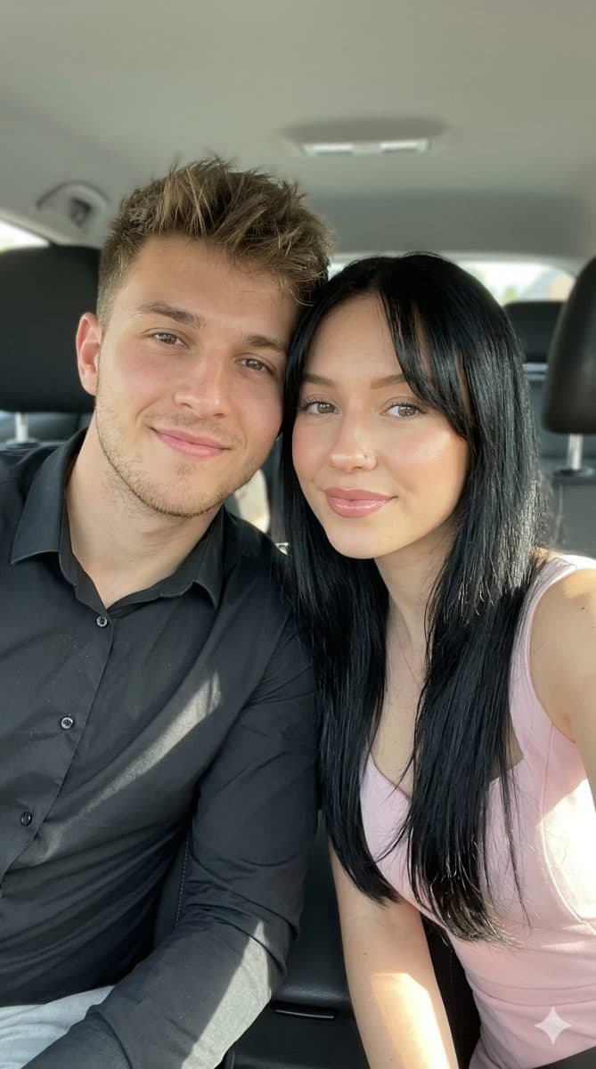 Car Front Seat Couple Selfie Prompt created with Gemini