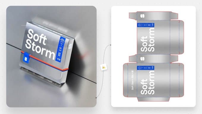Deconstruct this 3D product packaging photo into a precise created with Gemini