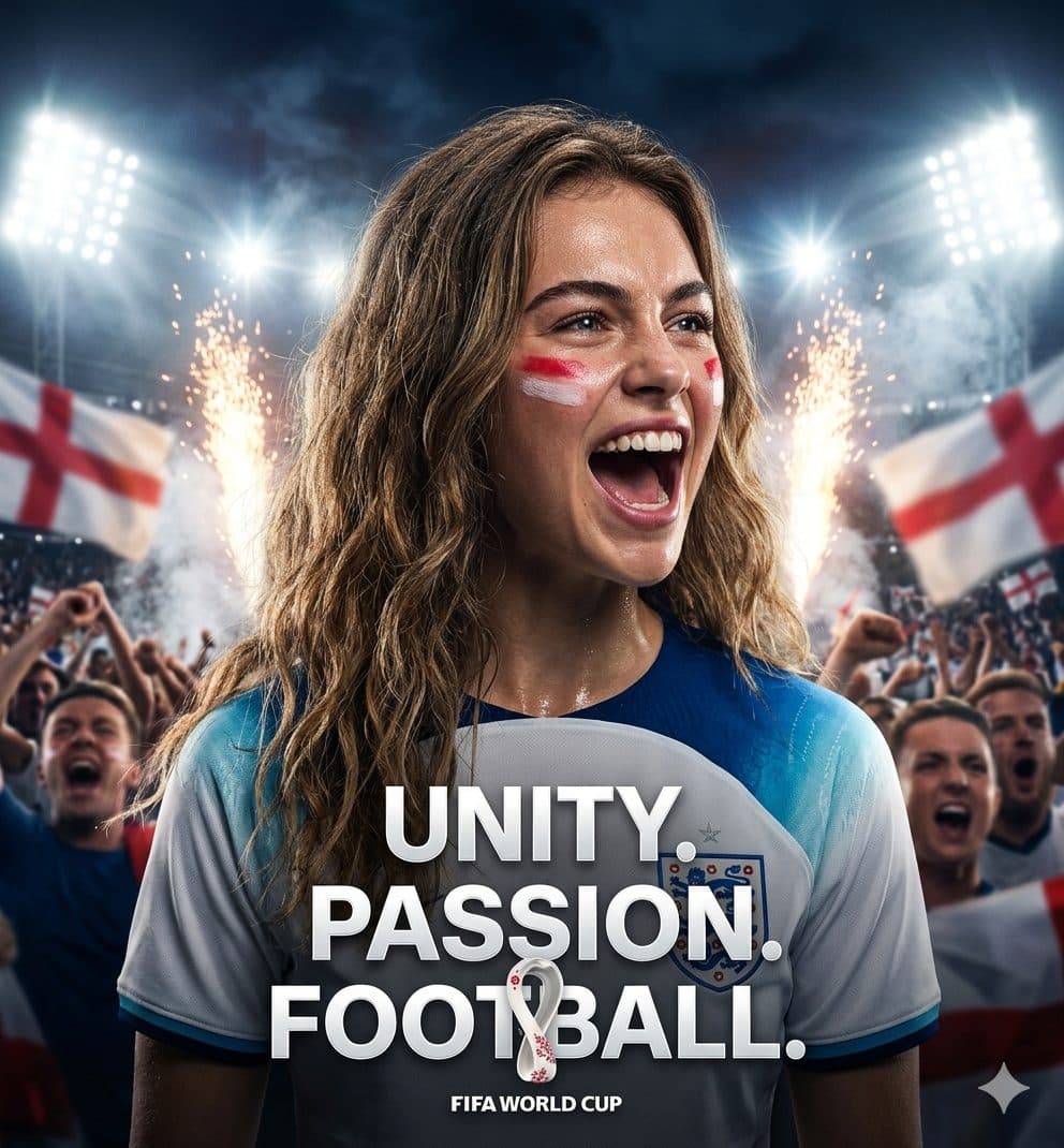 FIFA Fan Poster Prompt – Transform Selfie into Cinematic Football Campaign Artwork | AI Sports Poster Prompt created with Gemini