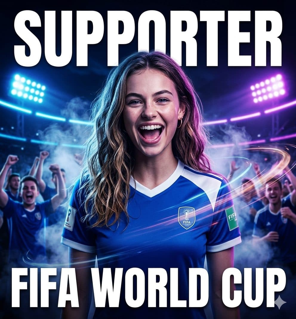 FIFA Supporter Poster Prompt – Dramatic Night Match Football Magazine Cover Portrait created with Gemini