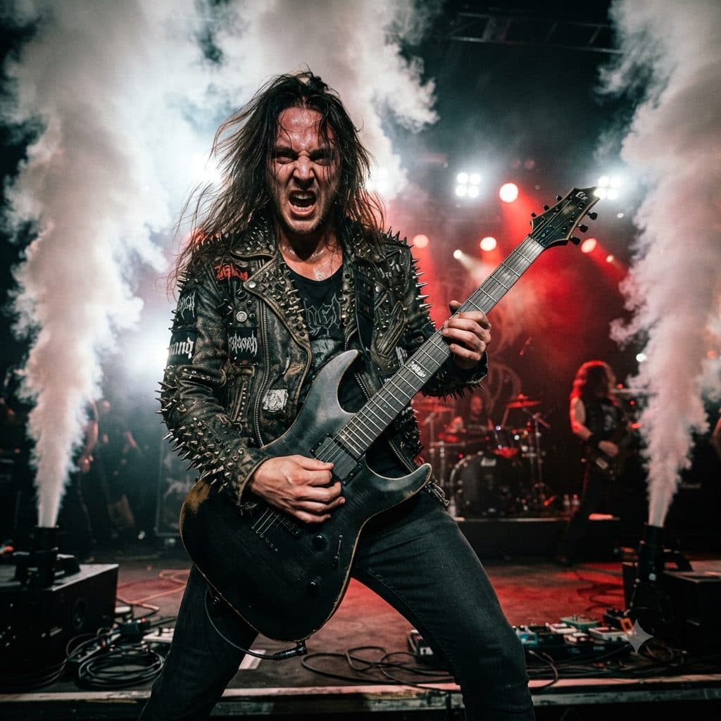 Metal Guitarist Copy Paste Prompt for AI Photos created with Gemini
