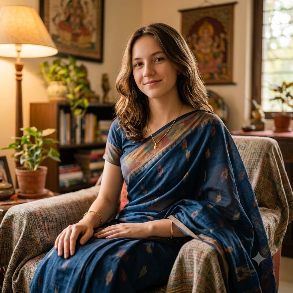 Homely Saree Look Copy Paste Prompt for AI Photos created with Gemini