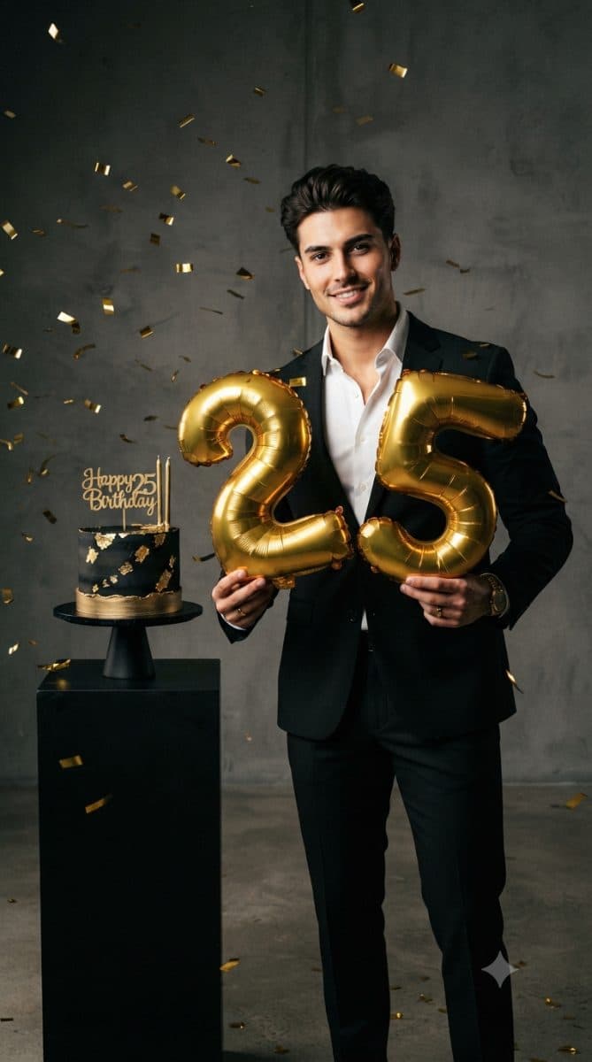 25th Birthday Man Copy Paste Prompt for AI Photos created with Gemini