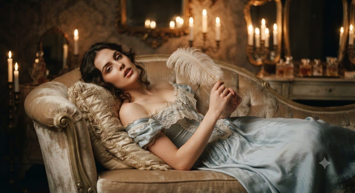 Sensual Rococo Boudoir Portrait created with Gemini