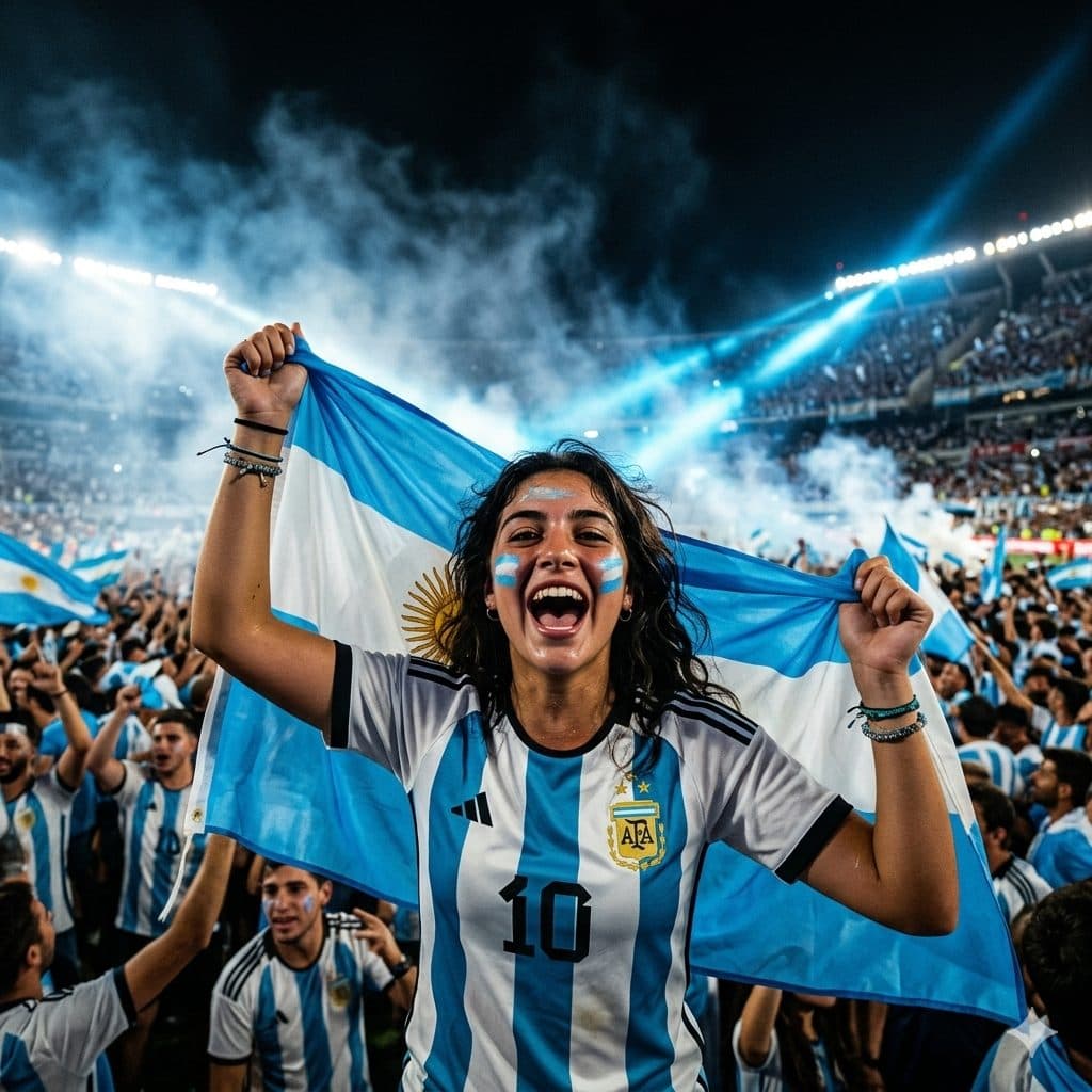 Argentina Supporter Portrait Poster Prompt – Premium Cinematic Football Fan Design created with Gemini