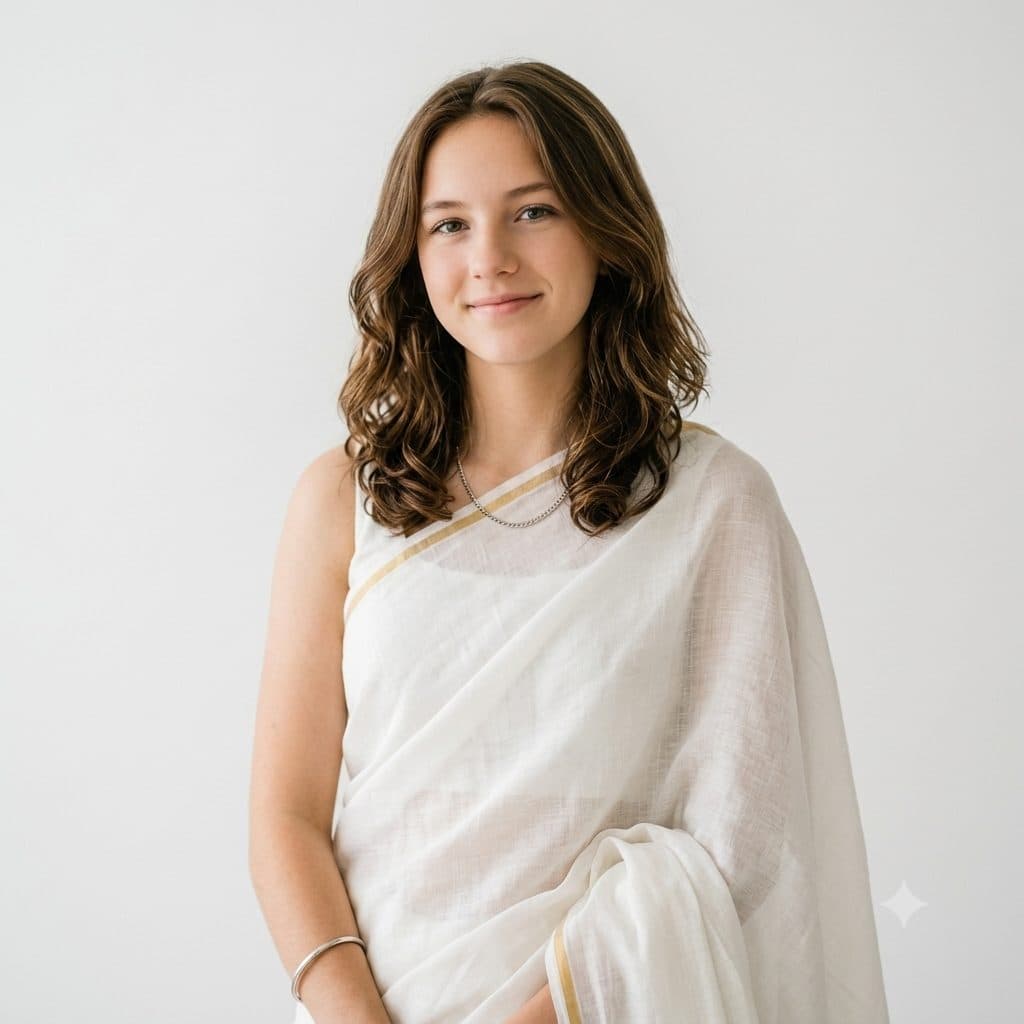 White Saree Portrait Copy Paste Prompt for AI Photos created with Gemini
