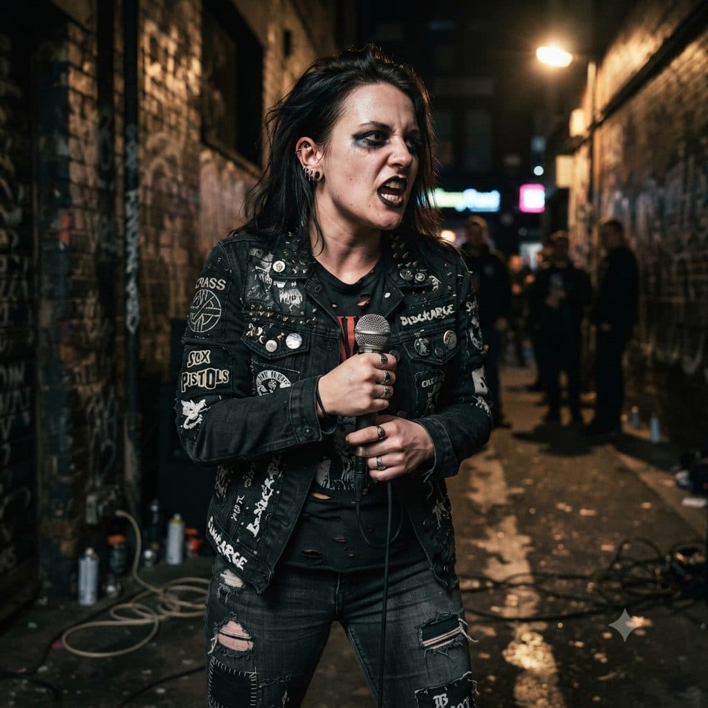 Punk Vocalist Portrait Copy Paste Prompt for AI Photos created with Gemini