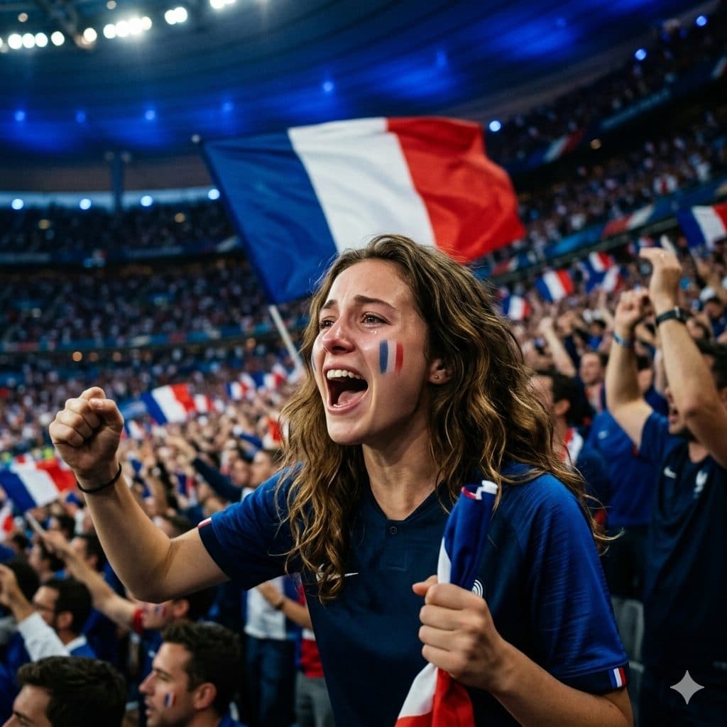 France Supporter Poster Prompt – Cinematic Blue Football Fan Magazine Cover Design created with Gemini